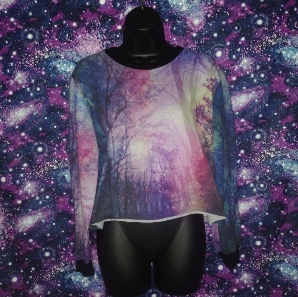 Azbro Purple Pink Blue Forest Sweater